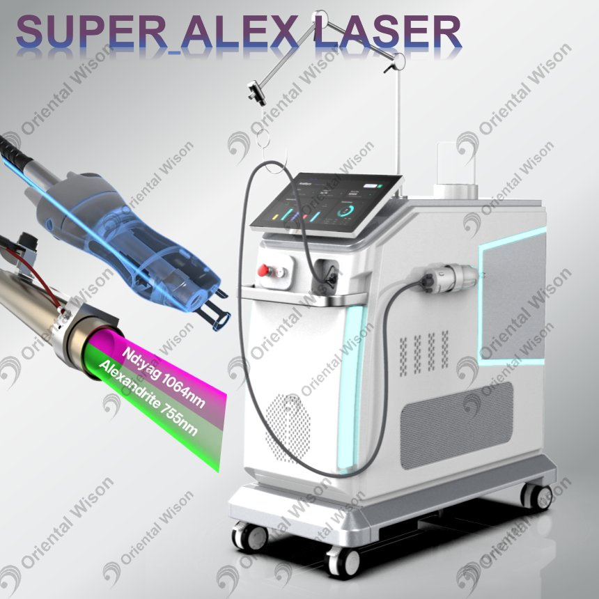 Alexway Alexandrite Laser Hair Removal ND YAG Laser xung dài Loại bỏ sắc tố mạch máu Thiết bị làm đẹp